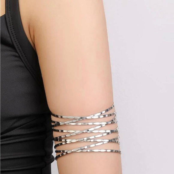 SHEIN Jewelry - 2pcs/set Punk Textured Cross Design Arm Cuff